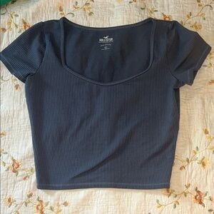 Hollister Navy Ribbed Crop Top